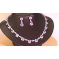 thumbnail image 2 of CZ Square Drop Wedding Necklace Earrings Set Silver Plated Bridal Pink Jewellery, 2 of 9