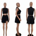 thumbnail image 4 of ZEHJUHAN Women's 2-Piece Skirt Set Sleeveless Crop Top Pleated Mini Skirt Outfit Summer Solid Color Set Black，S, 4 of 16