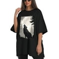 thumbnail image 4 of Plus Size Shirt for Women Black Tops for Women Short Sleeves Shirt for Women Wolf T Shirt Crewneck Shirt for Women XS, 4 of 5