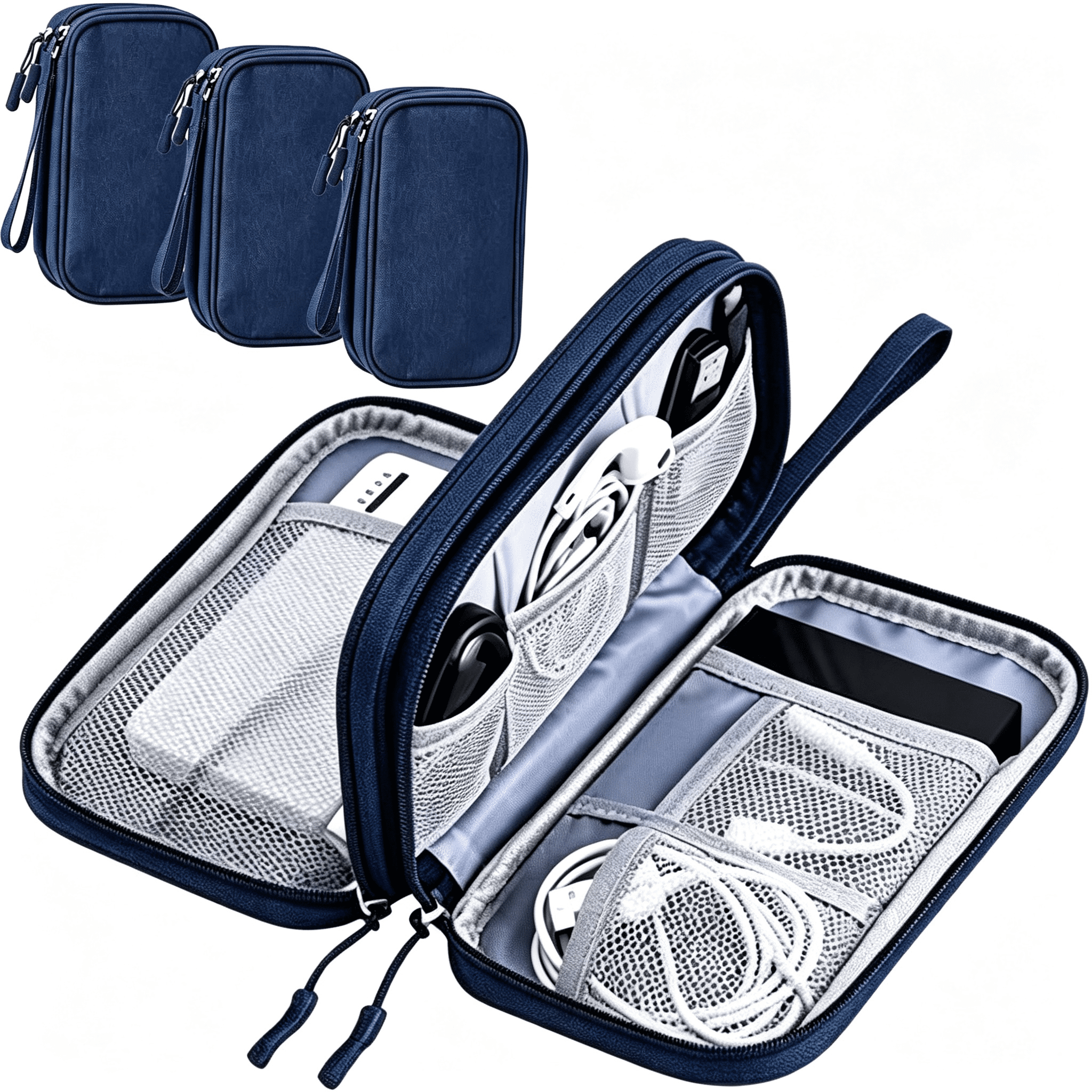 GASTROPOD Electronic Organizer,Hard Shell Electronic Charger Cable Organizer Travel Case,Waterproof Double Layers Storage Bag for Cable,Cord,Charger,Phone,Earphone (Blue)