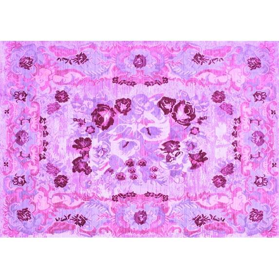 Ahgly Company Indoor Rectangle Medallion Purple French Area Rugs, 3' x 5'