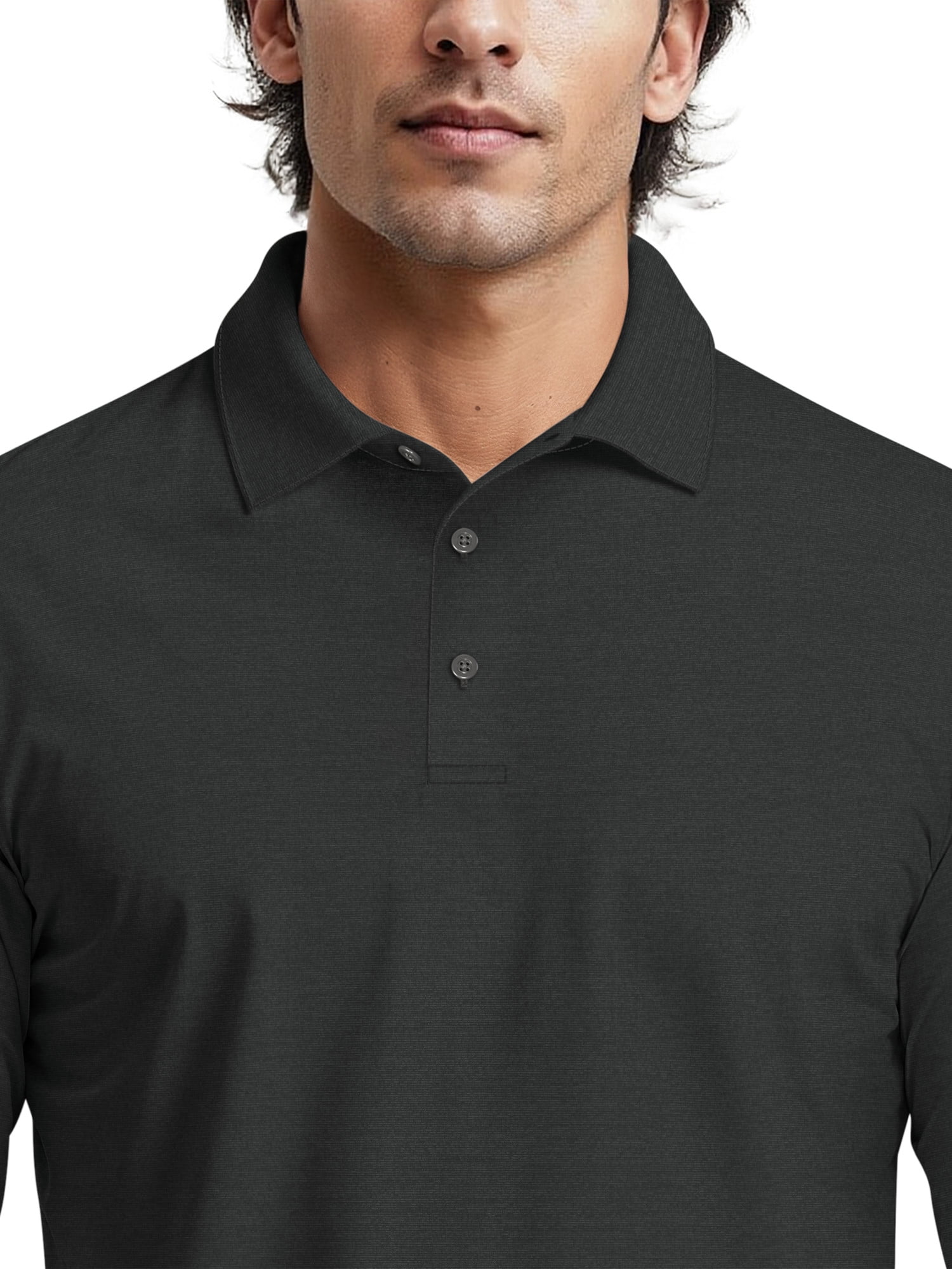 Ben Hogan Men's & Big Men's Performance Long Sleeve Heather Stripe Polo – Moisture Wicking, Easy Care, S-5XL