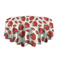 thumbnail image 5 of Strawberry Plants Fruit White Pattern Round Tablecloth 60"x60",Wrinkle Wipeable Table Cloth for Kitchen Dining Room Picnic Patio Party, 5 of 6
