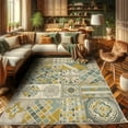thumbnail image 2 of Ambesonne Bohemian Decorative Rug Carpet, Ethnic Mosaic Look Designs, 2' 2" x 3' 7", Dark Yellow Pale Teal, 2 of 5