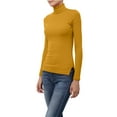 thumbnail image 2 of J. METHOD Women's Light Weight Basic Long Sleeve Turtleneck Knit Ribbed Shirt Sweater Mock Neck Top NEWT88 Mustard 2XL, 2 of 6