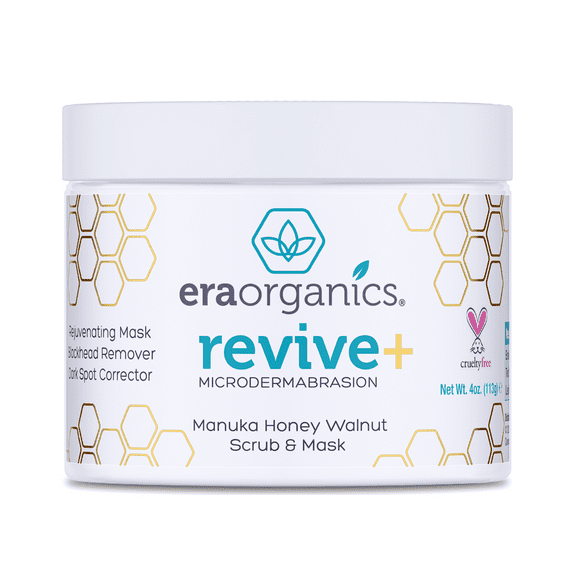 Era Organics Microdermabrasion Facial Scrub & Face Exfoliator - Spa Quality Exfoliating Face Mask with Manuka Honey & Walnut - Moisturizing Facial Exfoliant for Dry Skin, Blackheads, Wrinkles, Acne