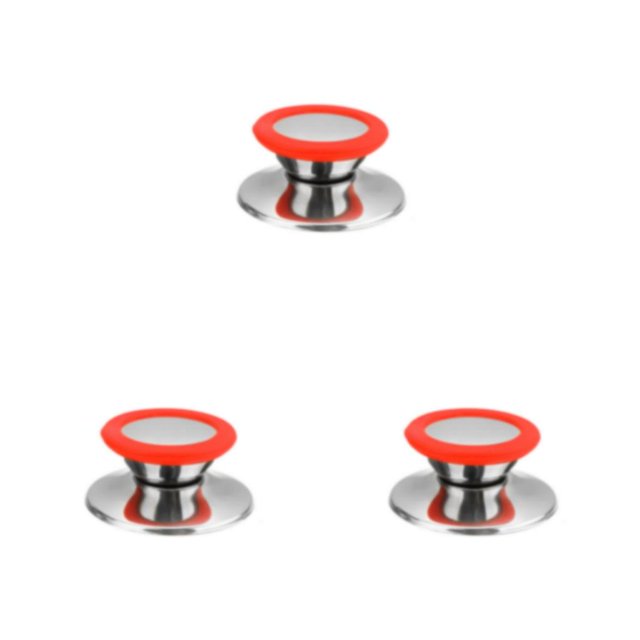 kurtrusly Bouton de Couvercle de Pot en Acier Inoxydable Anti-Brûlure Remplacement Poignée de Couvercle de Poêle de Cuisine Accessoires Modifiés Rouge Petit 3Ensemble