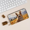 thumbnail image 6 of Leather Thin Slim Wallets for Women Men - Cute Corgi Sunflower Clutch Card Wallet for Women Men with Zipper, 6 of 7