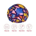 thumbnail image 5 of KLL Cute Flat Hand Drawn Fishes Pattern Shower Cap & Bath Cap for Women,Reversible Oversized Waterproof Shower Caps for all Hair Lengths,Elastic Reusable Bathing Hair Cap, 5 of 6