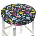 thumbnail image 3 of Lsque Watercolor Meadow Flowers Pattern Round Bar chair cushion covers Velvet Fabric Premium Comfort Protects from Scratches and Stains for 14-17 Inch Chair-12 inch, 3 of 7