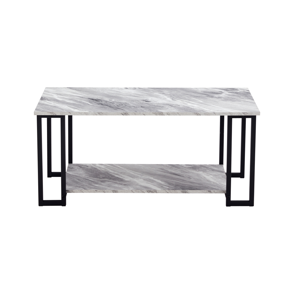 Hassch Coffee Table, 2 Layers 1.5Cm Thick Marble Mdf Rectangle 39.37" L