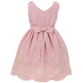 thumbnail image 2 of Big Girl Sleeveless Stripe Embroidered Pearl Belt Party Flower Girl Dress USA Pink 8 JKS 2110 BNY Corner, 2 of 2