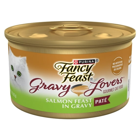 Purina Fancy Feast Gravy Lovers Pate Food Wet Cat Food Salmon Feast in Gravy 3 oz Can (Pack of 9)