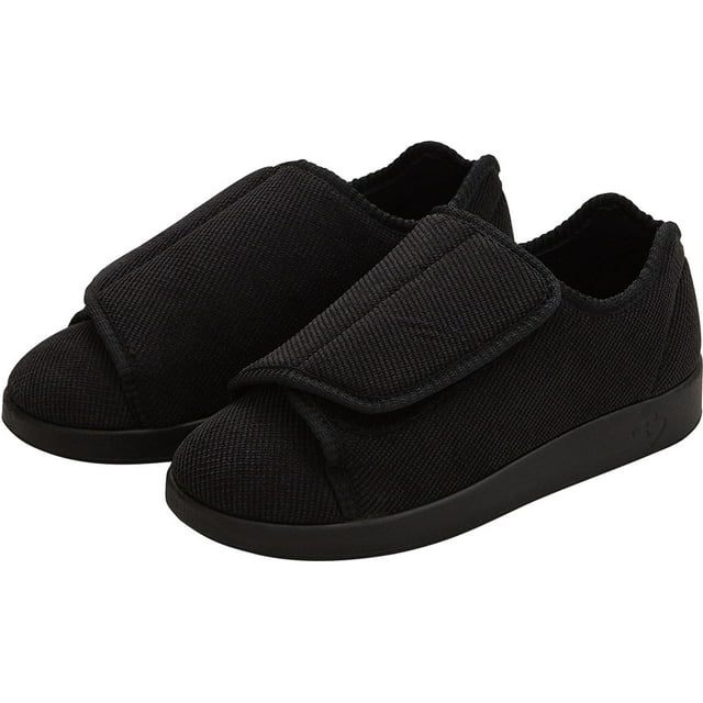 Women’s DoubleExtra Wide Easy Closure Slipper for Seniors, 10, Black