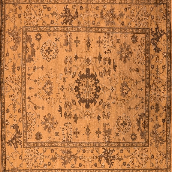 Ahgly Company Indoor Square Oriental Orange Industrial Area Rugs, 4' Square