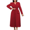 thumbnail image 2 of Njagoc3 Womens Short Sleeve Wrap V - Neck Midi Dress, Solid Color, Casual Date Night & Brunch Outfit, 2 of 6