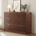 thumbnail image 6 of Selooye 6-Drawer Dressers, Chest of Drawers with Fluted Panel, Wide Versatile Storage Dresser Organizer for Living Room, Kitchen and Office, Walnut, 6 of 9