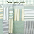 thumbnail image 3 of Cozy Line Home Fashions Green Yellow Blue Plaid Striped Real Patchwork 100% Cotton 2-Piece Reversible Quilt Set, Twin, 3 of 6