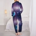 thumbnail image 3 of KLL Planets Stars And Galaxies1 Print Women's Long Sleeve Pajamas with Pants Sleepwear Loungewear 2 Set-Medium, 3 of 8