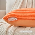 thumbnail image 4 of Single-Sided Faux Fur Plush Throw Pillow Covers 20 x 20 Inch Set of 2 Fuzzy Striped Soft Cozy Pillowcase Luxury Decorative Lumbar Pillows Fluffy Rectangle Cushion Cover for Couch Bed, Orange, 4 of 6