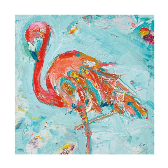 Trademark Fine Art Kellie Day Flamingo Bright Canvas Wall Art - 14x14
