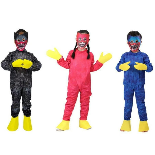 Disfraz de mono azul para niños, disfraz de juego de tiempo de juego, disfraz de Halloween de monstruo aterrador de pierna larga JadeP Huggy Wuggy disfraz mono niños niñas niños