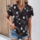 thumbnail image 2 of Tops de Algodón para Mujeres Cuello en V Moda Casual Manga Corta Primavera Verano Top para el Hogar Y Diario, 2 of 6