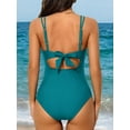 thumbnail image 3 of Sociala Maternity Swimsuit One Piece Tie Back Bathing Suit Scallop Trim V Neck Pregnancy Swimwear, 3 of 7