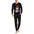 thumbnail image 3 of Renewold Christmas Family Pajama Nightwear for Walking Jogger Cute Snowman Snowflake Home Indoor Outfits Size 2XL 2pcs Warmth Men Long Sleeve Pjs Tee Sweatpants Set, 3 of 5