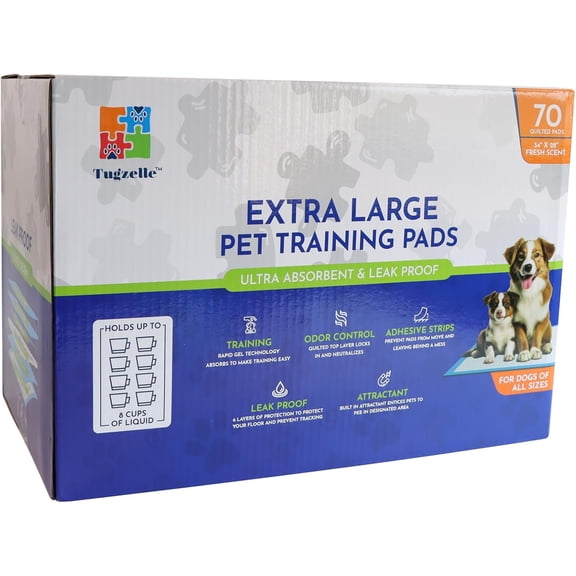 Fresh Scent Extra Large Pet Training Pads - Ultra Absorbent Pads for Dogs Leak-Proof, Odor Control Pee Pads – Quick Dry Potty Pad for Puppies, Large Dogs, & Senior Pets (34" x 28", 70 Count)