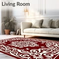 thumbnail image 2 of ODIKA 3'x5' Machine Washable Non-Slip Area Rug, Elegant Floral Medallion with Vintage Inspired Interlocking Scrollwork High Traffic Rug with Pad, Red, 614695, 2 of 8