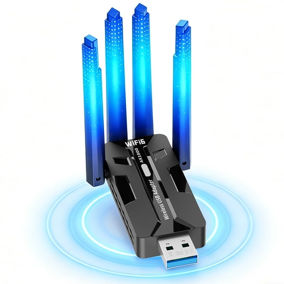 LC-dolida USB WiFi 6 Adapter, 1800Mbps WiFi Adapter Dual Band Wireless Network Adapter with 2.4GHz/5GHz High Gain Antennas, Wireless Adapters for Desktop PC Laptop Network Adapters-1800M