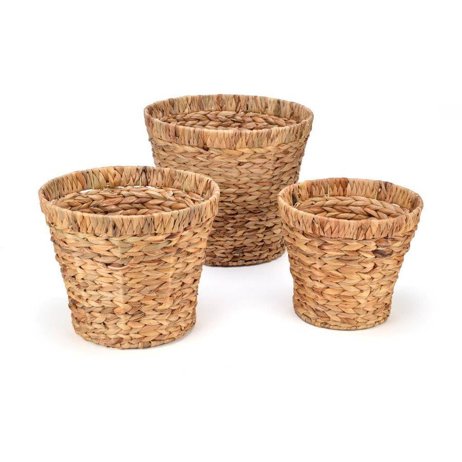 Set of 3 Round Hyacinth Waste Baskets by Trademark Innovations ...