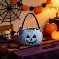 thumbnail image 5 of YAMB Halloween Handheld Bow Embroidered Candy Bag, Cute Pumpkin Shaped Candy Bucket with Handles, Portable Spacious Goodie Collecting Bag for Home Party Table Decor & Party Prop, Blue, 5 of 6