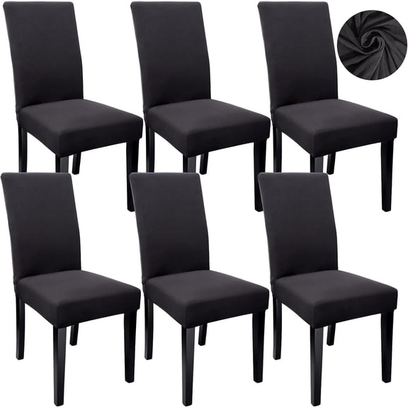 6Pack Dining Room Chair Covers,Stretch Chair Cover,Washable Removable Dining Chair Covers,Parsons Chair Slipcover for Dining Room Home Hotel Kitchen Party Banquet(Black)