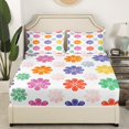 thumbnail image 2 of Erosebridal Colorful Daisy Fitted Sheet Set Queen, Two Groovy Party Flower Bedroom Set, Super Cozy 3pcs, 2 of 5