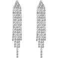 thumbnail image 1 of Chandelier Tassel Dangle Linear Drop Earrings Party Jewelry Clear Austrian Crystal, 1 of 4