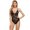 Black, variant on Women Sexy One Piece Bodysuit Deep V Neck Lingerie Backless Floral Lace Teddy Nightwear BETT