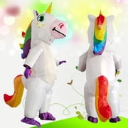 Inflatable Unicorn Costume Cosplay Party Holiday Christmas Halloween Parade Carnival Suit Jumpsuit Theme Party Dress Up,Height 59–74.8,WHITE