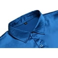 thumbnail image 4 of Mens Silk Shirts Long Sleeve-Luxury Shiny Silk Satin Party Dress Shirt Button Up Casual Muscle Fit for Men(Royal Blue,S), 4 of 5