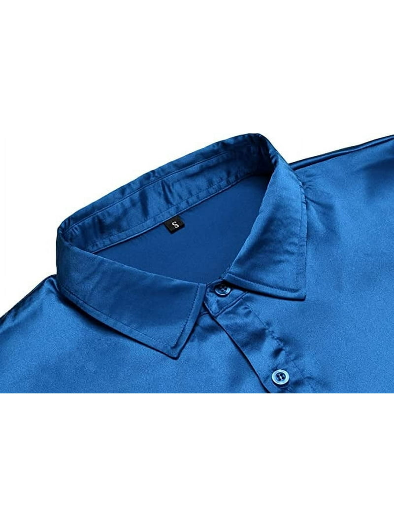 royal blue silk dress shirt Royal Blue Satin Regular Fit Dress Shirt, Tie & Hanky Set Ferrecci USA