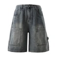 thumbnail image 4 of Jerdar Men's Summer Fashion Solid Color Zipper Front Open Pocket Workwear Denim Straight Leg Shorts, 4 of 9