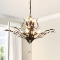 thumbnail image 3 of LUOLAX Modern Crystal Chandelier 7-Light Black Branches Ceiling Lamp Pendant Fixtures, 3 of 17
