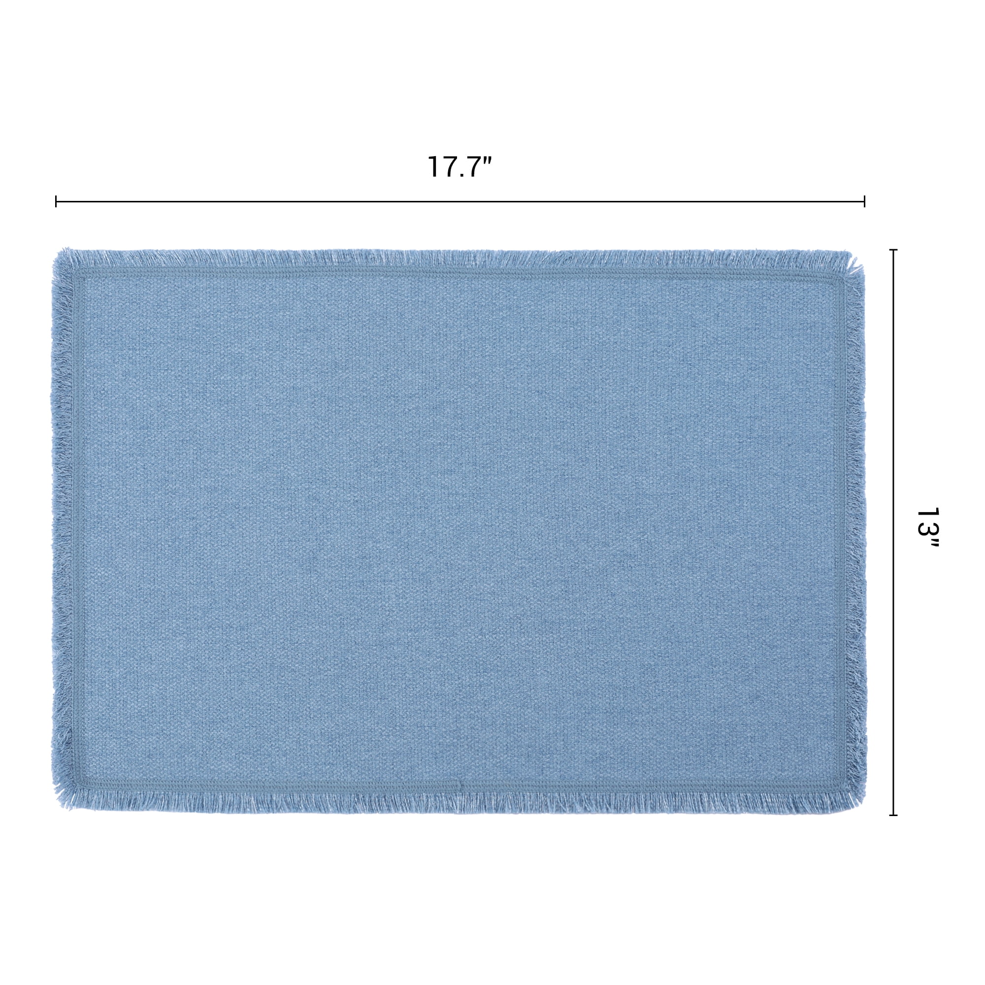 Unique Bargains Farmhouse Placemats 4pcs Cotton Linen Blue 17.7"x13"