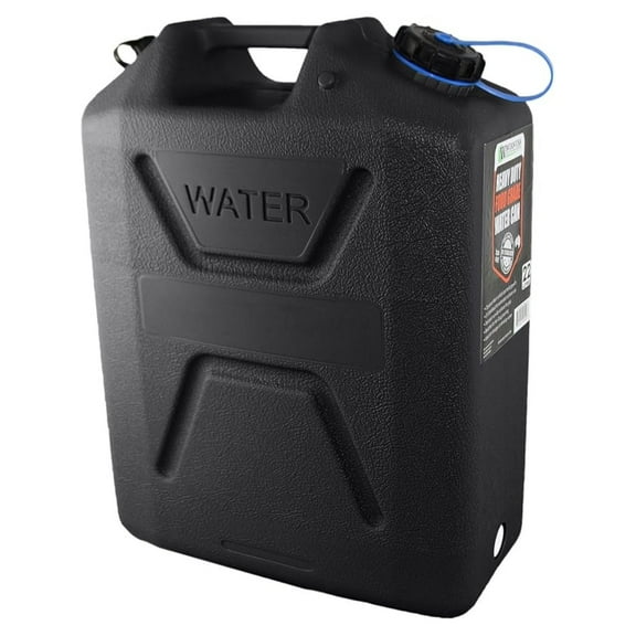 22 Liter Water Can - Heavy Duty Food Grade Water Container with Spout - 5.8 Gallon Black Water Storage Can - Outdoor Camping, Emergency, Food Service