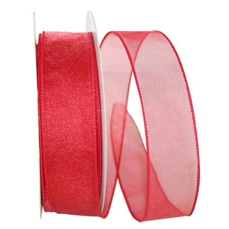 UPC: 0840108865299 | Jam Paper Sheer Wired Ribbon  1 1/2 Inches X 50 Yards  Watermelon  1/Pack