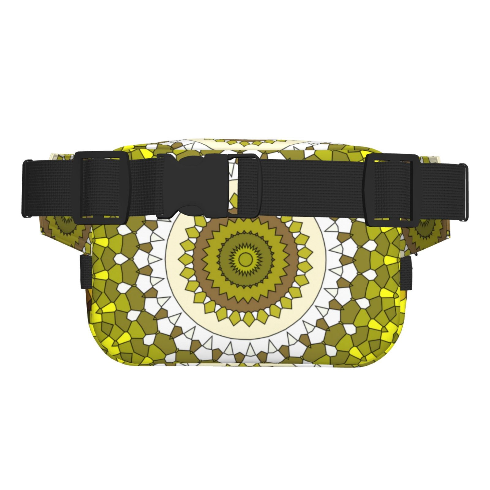 Picia Yellow Mandala Print Square Double-Layer Waist Bag Mini Adjustable Waist Belt Bag Exercise Running Travel Hiking