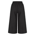thumbnail image 6 of Capri Pants for Women, Xunlbb Women's Oversized Casual Pants Solid Color Wide Leg Pants High Waisted Drawstring Pants Cropped Pants(Black,S), 6 of 6
