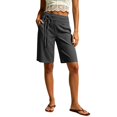 thumbnail image 2 of Shorts for Women High Waist Solid Wide Leg Shorts Drawstring Pocket Casual Womens Shorts Grey XL, 2 of 4