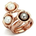 thumbnail image 1 of IP Rose Gold(Ion Plating) Stainless Steel Ring with Synthetic Glass Bead in Multi Color for Women Multi Color Stone Color Style TK852 Size 10, 1 of 4